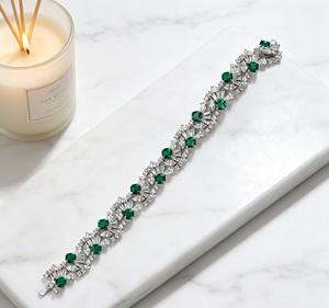 Bracelet en argent 925 avec émeraude cultivée, idéal pour les soirées festives, un super cadeau surprise pour les filles - Product Image 3