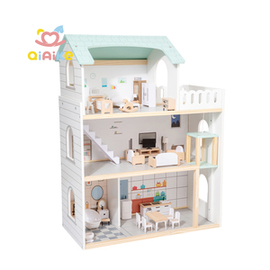 Casa de juegos de imitación de madera de tres capas para niños, juego de muebles para <span class=keywords><strong>dormitorio</strong></span> y sala de estar, casa de muñecas de madera para niñas - Product Image 1