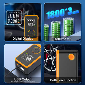 Compresseur d'air portable <span class=keywords><strong>rechargeable</strong></span> 100W - Pompe à air numérique à double écran 1800mA*3 (Dégonflage + Sortie USB d'urgence) - Product Image 6