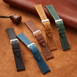 <span class=keywords><strong>Bracelet</strong></span> de <span class=keywords><strong>montre</strong></span> pour <span class=keywords><strong>homme</strong></span> en <span class=keywords><strong>cuir</strong></span> de vachette véritable première couche multicolore, boucle vintage de luxe, 18-22 mm, à libération rapide - Product Image 2