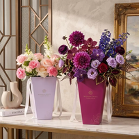 Sac en papier ondulé durable, personnalisable et imperméable pour fleurs, élégant, portable, pour bouquet, cadeau, avec estampage doré, sac à main