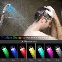 Ensemble de douche à main pour salle de bain moderne avec finition chromée écologique à LED 7 couleurs - Haute pression, économie d'eau, pomme de douche avec filtre transparent