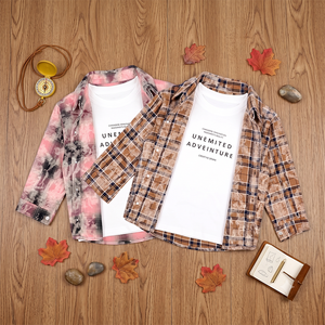 Chemises à <span class=keywords><strong>carreaux</strong></span> chaudes à manches longues pour garçons, collection Hiver 2026, avec logo personnalisé, lot de 2 pièces, vente en gros - Product Image 1