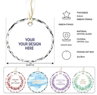 Ornements de Noël en cristal transparent à suspendre avec logo personnalisé, impression UV, design vierge pour mariage, fête, tendance mode de luxe