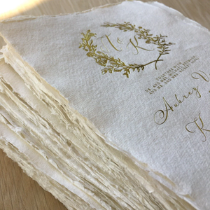 Cotton <b>Paper</b> Gold Foil Stamping <b>Handmade</b> flurry Edge Special <b>Paper</b> Wedding Invitations Card - Product Image 6