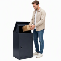 Boîte de dépôt de colis de sécurité murale extérieure noire, personnalisée, étanche, avec revêtement en poudre, pour immeuble d'appartements