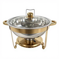 Fourneau de buffet rond en acier inoxydable doré pour hôtels, restaurants et banquets, chauffe-alcool en libre-service, pour l'approvisionnement transfrontalier