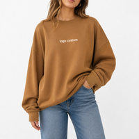 350gsm Dickes 100% Baumwoll-Rundhals-Sweatshirt Unisex Individuelles Logo Blanko Pullover Langarm-T-Shirt Mode