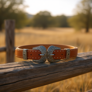 Ceinture en cuir véritable à double boucle 3cm 100cm style western argenté décontractée en cuir de vachette durable - Product Image 2