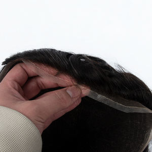 Prothèse capillaire fine en mono dentelle avec ligne de cheveux invisible, en cheveux humains, pour homme, type perruque - Product Image 3