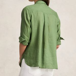 Blusas Personalizadas de Manga Larga Verdes, Cómodas y Transpirables, con Diseños de Encaje, Camisa de Lino y Algodón de Alta Calidad para Mujer - Product Image 5