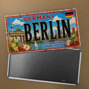 Letrero Metálico Vintage de Alemania, Placa de Matrícula de Berlín, Letrero Metálico Retro Rústico, Decoración de Pared para Garaje, Bar, Hogar, Estilo Antiguo - Product Image 2