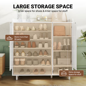 Moderno Armario de Almacenamiento de Zapatos de Madera de Gran Capacidad con Estante Inferior Abierto y Área de Exhibición Superior, a Prueba de Polvo y Ecológico para Sala de Estar - Product Image 3