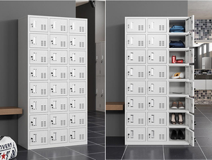 Armario Metálico Moderno con Puerta de Panel Plano con Cerradura, Diseño Abatible, Mueble de Dormitorio Independiente, Armario de Almacenamiento - Product Image 2