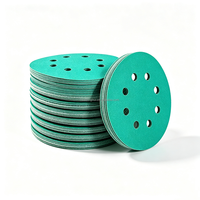 Feuilles de ponçage professionnelles en film polyester vert de 5 pouces (125 mm) à 8 trous pour la finition automobile