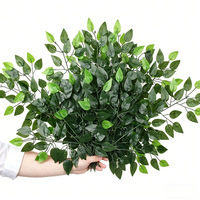 Plantes décoratives en plastique recyclables et ignifuges, feuillage suspendu au plafond, feuilles vertes artificielles, plante d'intérieur synthétique, ficus, ruscus synthétique