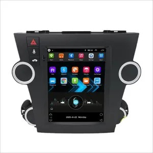 หน้าจอแนวตั้งสไตล์เทสลา Octa Core เครื่องเล่นมัลติมีเดียสเตอริโอในรถยนต์ Android สำหรับ Toyota Highlander Kluger ปี2007-2013 Navigation GPS