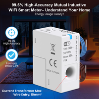 Compteur d'énergie intelligent WiFi TUYA 1-50A monophasé, surveillance de l'énergie en temps réel pour la maison