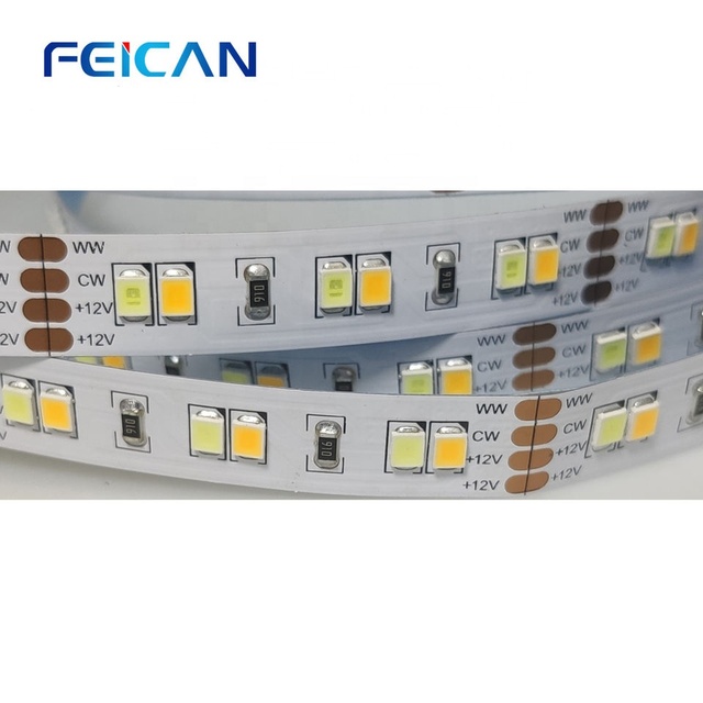 Feican SMD2835 CCT LED Strip Light Warm/Cold White Dimmer 24V Aluminum Lamp Body IP20 DC12V USB App Control for Home Office