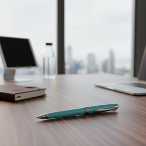 Penna Promozionale Lucida Blu Cielo con Design in Metallo e Aspetto Premium - Product Image 3