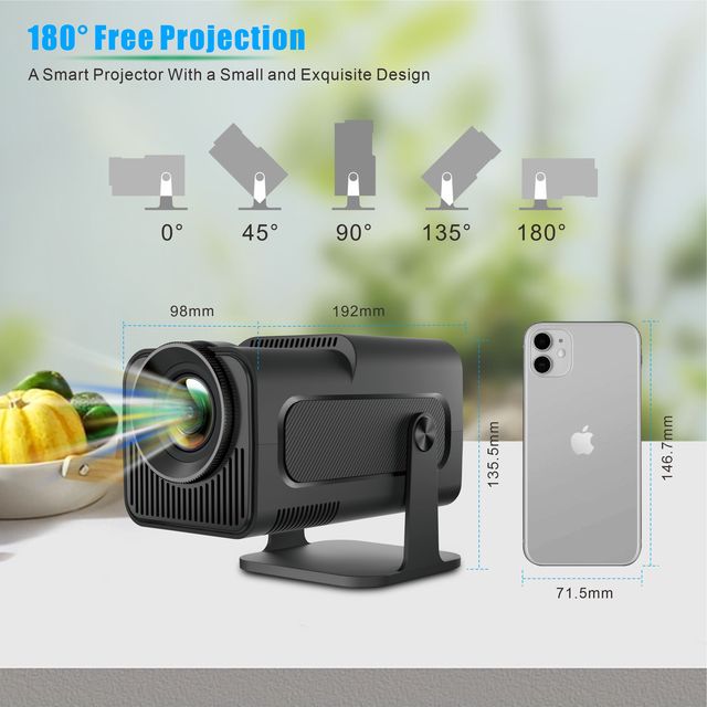 New Arrival HY320 Portable Projector 1080P 300ANSI Full HD 4K Dual WiFi6 Android11 BT5.0 LED for Outdoor Use