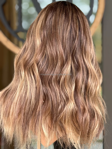 Perruque en dentelle de diamant, cheveux vierges européens, brun <span class=keywords><strong>cendré</strong></span> avec reflets <span class=keywords><strong>blond</strong></span> <span class=keywords><strong>miel</strong></span>, dentelle HD invisible, perruque juive pour femmes - Product Image 2