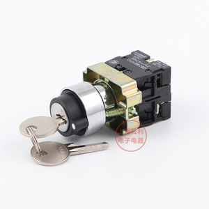 Interrupteur à clé métallique XB2-BG33 22mm 1NO1NC à bornes à vis IP40, bouton-poussoir autobloquant - Product Image 1