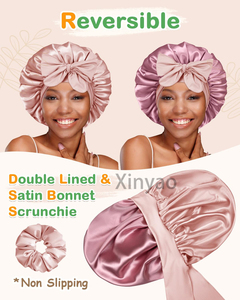 <span class=keywords><strong>Bonnet</strong></span> en Soie Satinée Réglable Personnalisable avec Logo, Bande à Nouer Luxueuse, Longue Queue, Simple ou Double Couche, <span class=keywords><strong>Bonnet</strong></span> de Nuit pour Femme - Product Image 3