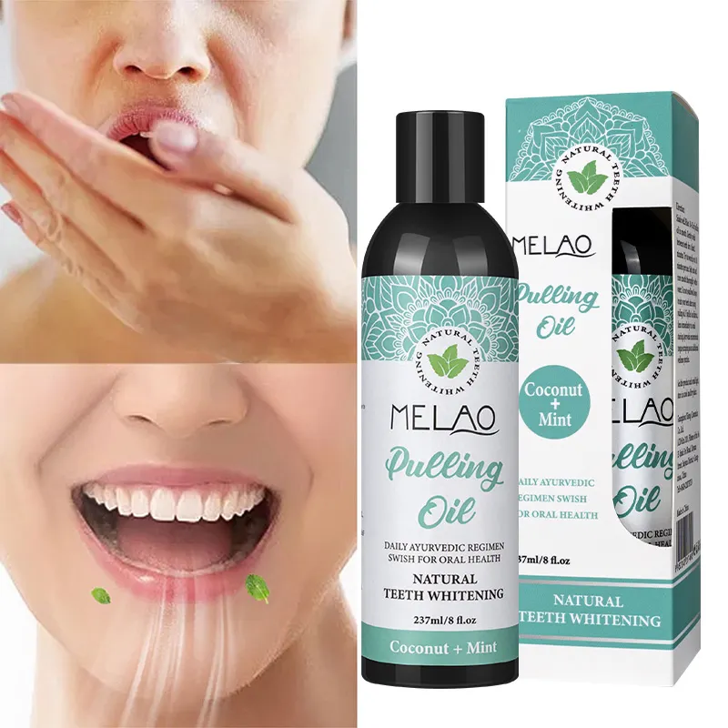 Custom logo pulling oil Private Label Organic Anticavity Powerful Cleaning Breath Treatment Whitening Tooth mouth wash