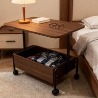Table basse moderne minimaliste en bois à double plateau, idéale pour chambre et salon, table d'appoint en fer métallique amovible