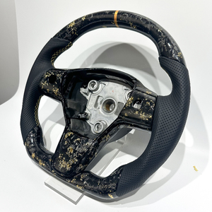 Volant de voiture en fibre de carbone forgée dorée, vente chaude d'usine, pour Tesla Model <span class=keywords><strong>3</strong></span> Highland, Model Y, Model S, X 2024 et versions ultérieures - Product Image 2