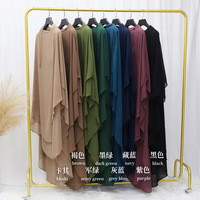 Luxe Islamique Musulman Long Deux Couches Plaine En Mousseline De Soie Khimar Foulards Arabe Grande Taille Jibab Khimar Ethnique Foulards Châles
