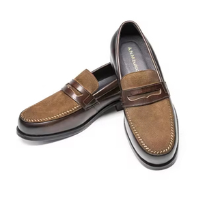 Summer Genuine Leather Breathable Shock-Absorb Flat Rubber Outsole <b>Slip</b> <b>on</b> Round Toe Dress <b>Shoes</b> for <b>Men</b> Office Career Formal - Product Image 6