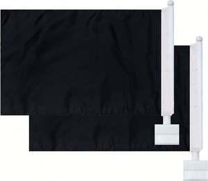 Drapeau de voiture uni, noir, 12*18 pouces, impression numérique double face - Product Image 1