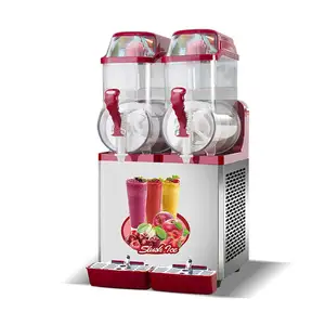 Venta caliente Smoothie Slushy Maker Machine 2 tanques Bebidas congeladas Bebidas Fruta Helado Ingredientes Uso Snacks Helado suave