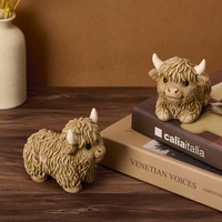 Figurine de vache des Highlands écossais mignonne, statue en résine, sculpture réaliste de veau moelleux, décoration de ferme, cadeaux pour femmes, mamans, amoureux des vaches