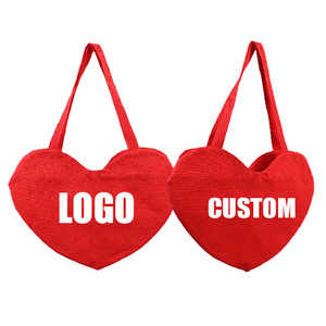 Sac fourre-tout en toile rouge personnalisé avec impression de logo, design en forme de cœur, cadeaux promotionnels, décoration pour le shopping et les voyages - Product Image 1