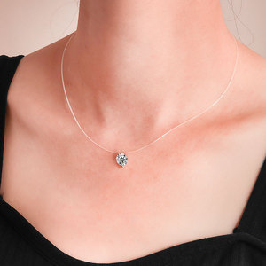 Invisible 925 Chaîne En Argent Bijoux En Argent <span class=keywords><strong>Collier</strong></span> Pendentifs Moissanite Colliers Ras Du Cou Ligne De Pêche <span class=keywords><strong>Collier</strong></span> Femme - Product Image 2
