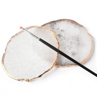 Palette de faux ongles en pierre d'agate ronde, Palette de couleurs mélangées, Palette de dessin, présentoir de vernis en Gel, outil de manucure