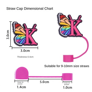 New Pink <b>Letter</b> Butterfly Cap Soft Pvc Silicone Cartoon Straw Dust Cover Suitable for Beverage Accessories - Product Image 4