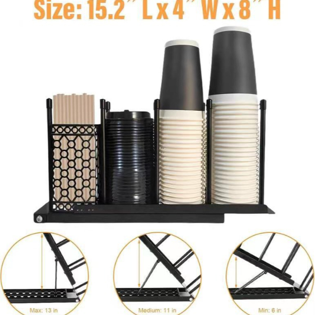 JH-Mech Paper Cup And Lid Holder With Straw Organizer Save Space Easy To Use And