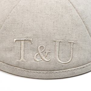 Personalizado Kipá bordado Logo judío Kippot Boda REGALOS Lino Kippot Yarmulke <span class=keywords><strong>Kipa</strong></span> Yarmulka sombrero - Product Image 5