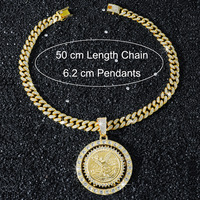 Nuevo Collar con Colgante de Ángel Giratorio Personalizado de Estilo Punk con Cadena Cubana de Circonio para Hombre, Chapado en Oro