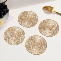 Set de table/sous-plat en PVC de style européen doré, design créatif pour assiettes et tasses à thé ; isolant thermique et anti-brûlure