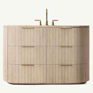 Elegante <span class=keywords><strong>Mobile</strong></span> <span class=keywords><strong>Bagno</strong></span> Moderno in Rovere Americano, Personalizzabile, con 6 Cassetti, Tavolo da Toeletta di Lusso con Piano in Marmo, Consolle in Legno di Alta Qualità - Product Image 2