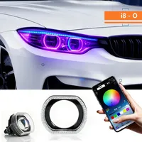 Lampe d'ambiance LED pour voiture 2,5-3 pouces, Anneau lumineux RGB Angel Eyes, Contrôle APP 5D, Feux de jour DRL, Clignotants 12V