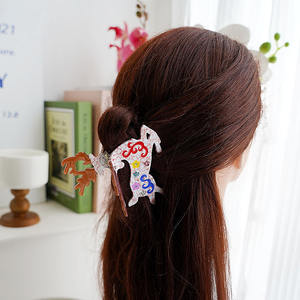 Pinza de Pelo Unisex de Acetato Premium, Diseño Exquisito de Ciervo Corriendo, Decoración de Diamantes de Imitación Brillantes, Color Personalizable, Moda para el Cabello - Product Image 6