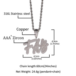 Collier en cuivre à double couche avec lettres cursive, style punk, personnalisable avec pendentif nom en zircon, création TD - Product Image 6