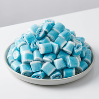 Bonbons en vrac en forme de dessin animé, saveur acidulée, rouleaux de gommes à mâcher aux framboises bleues, fabrication directe OEM/ODM