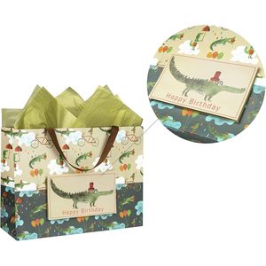 Crocodile Birthday Gift Bag 16 Inch <b>Extra</b> <b>Large</b> With Card And Tissue Paper - Product Image 4